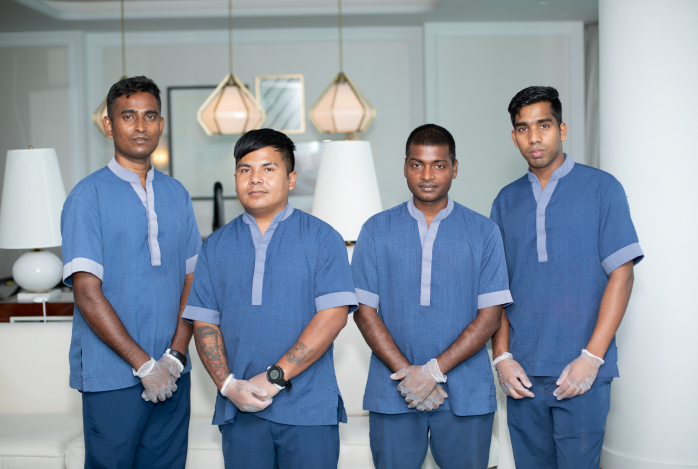 Group of cleaning staff in uniform